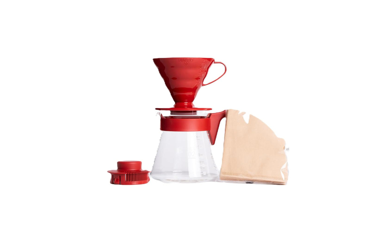 Hario V60 Kit Cafetera Pour Over con Filtros - Rojo