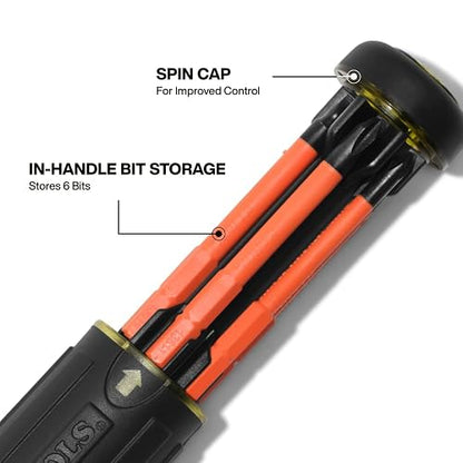 KLEIN TOOLS 32306INS | Desarmador Aislado 6 En 1 | 1000V | Bloqueo De Punta | Trabaja con más seguridad usando este desarmador aislado 6 en 1 de 1000V, con bloqueo y puntas en el mango.