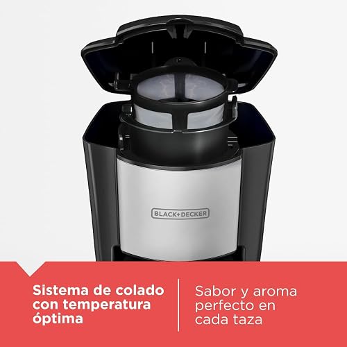 Black+Decker Cafetera Individual con Termo 16 oz y Filtro Permanente, CM618 | Cesta de filtro extraíble, apagado automático y piezas aptas para lavavajillas