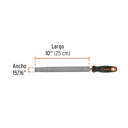 Truper LES-10T, Lima escofina 10" con mango doble inyección