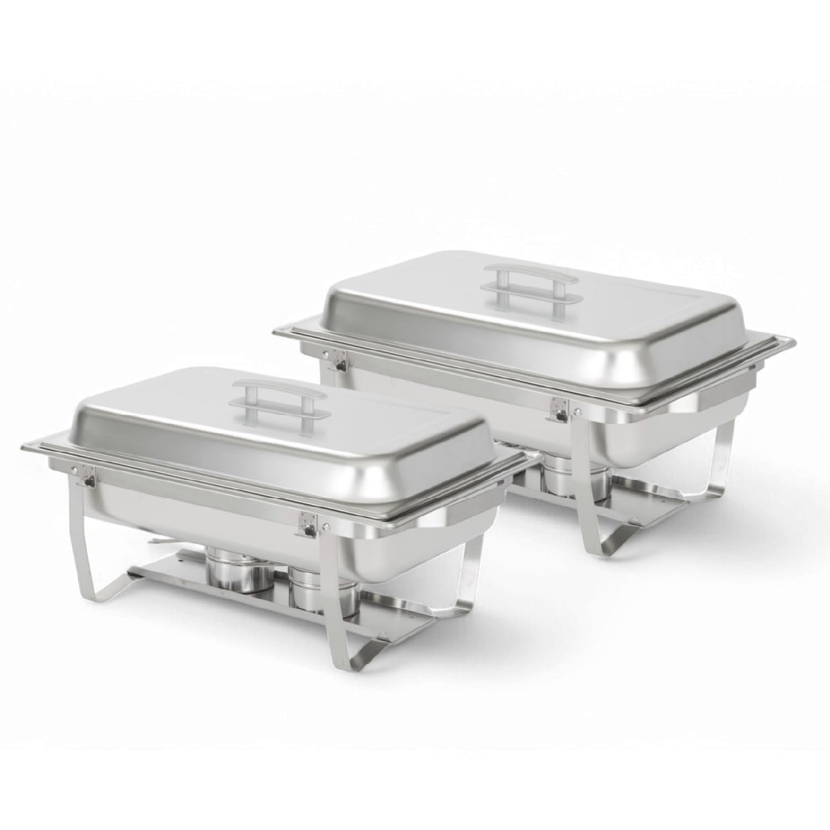 ALPHA LIVING 70012-Gray - Juego completo de 2 platos de acero inoxidable de alta calidad, 8 cuartos de galón, mango gris alpino