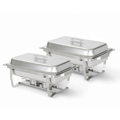 ALPHA LIVING 70012-Gray - Juego completo de 2 platos de acero inoxidable de alta calidad, 8 cuartos de galón, mango gris alpino