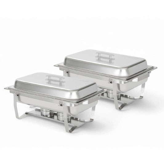 ALPHA LIVING 70012-Gray - Juego completo de 2 platos de acero inoxidable de alta calidad, 8 cuartos de galón, mango gris alpino