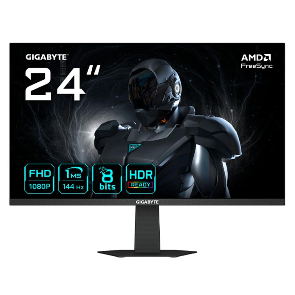 GIGABYTE Monitor 23.8" GS24F14 Led, Full HD, Panel IPS, FreeSync, 144Hz, HDMI, DP, Negro