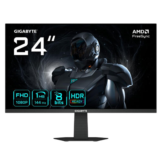GIGABYTE Monitor 23.8" GS24F14 Led, Full HD, Panel IPS, FreeSync, 144Hz, HDMI, DP, Negro