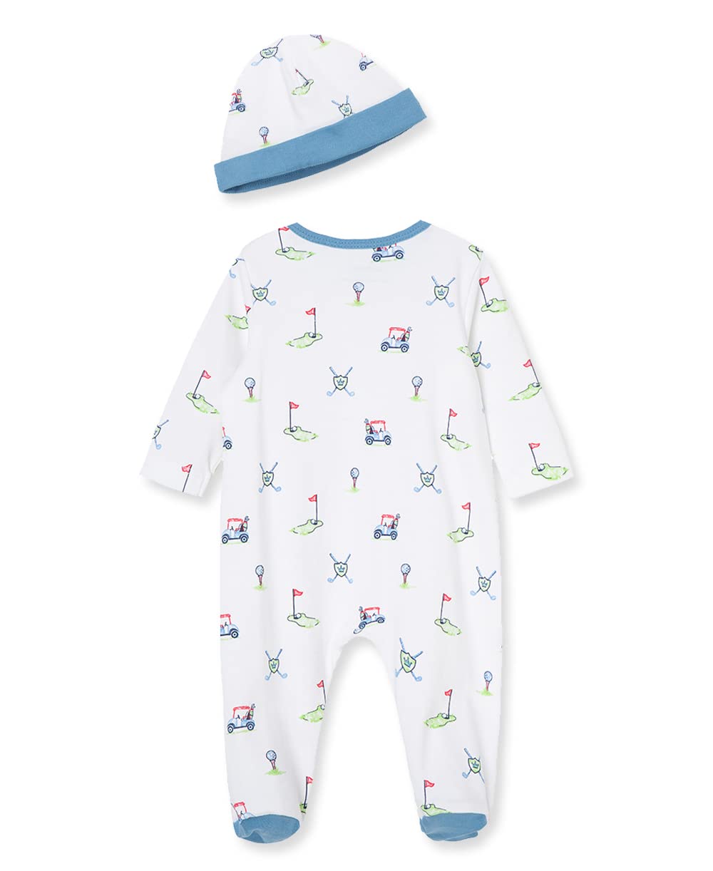 Little Me 100% Cotton Scratch Free Tag 2-Piece Sleeper Juego de pies y Gorras bebés niños