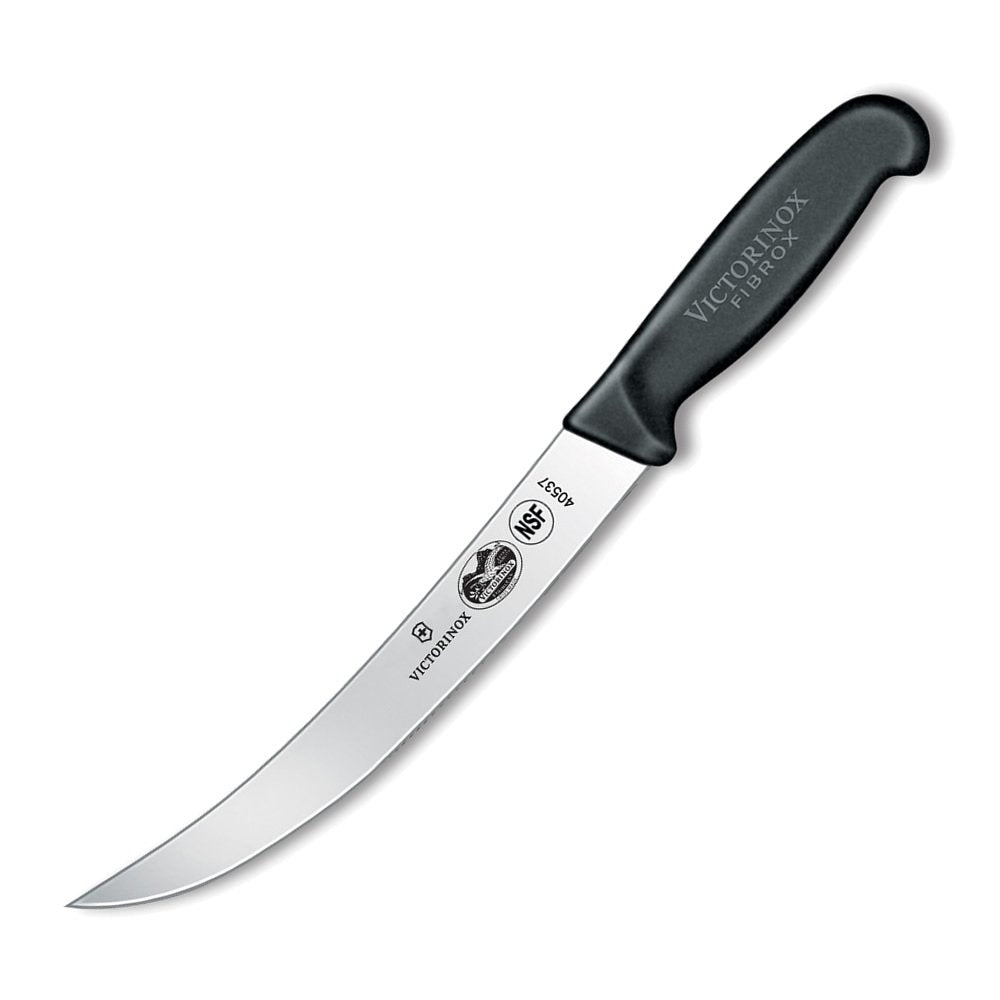 Victorinox Cutlery Cuchillo para romper curvo, 8 pulgadas, mango de fibrox negro