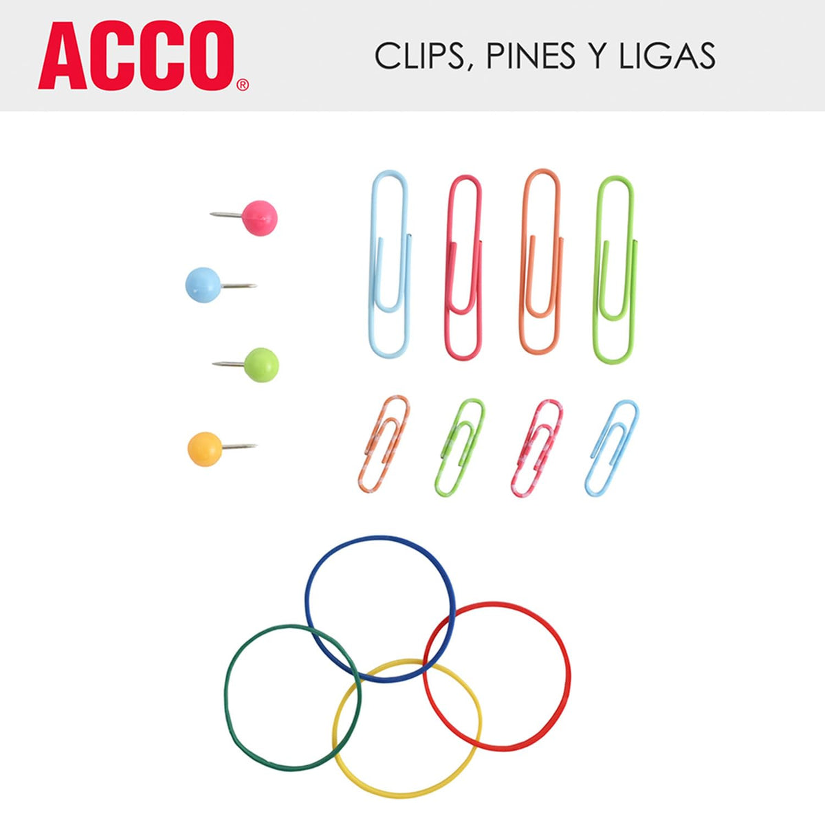 ACCO Set de Clips y Accesorios de Colores Multicolor Unitalla 12 piezas