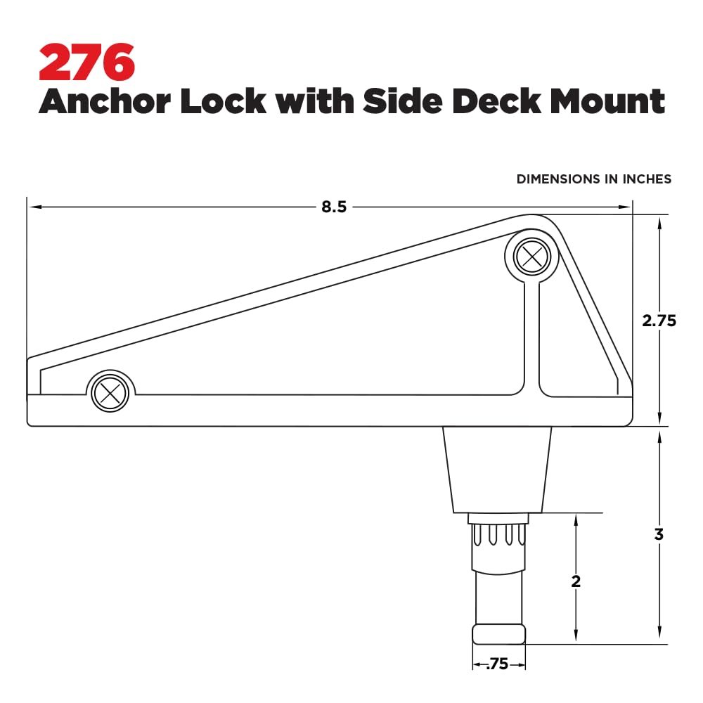 Scotty #276 Anchor Lock w/ #241 Side Deck Mount, Black