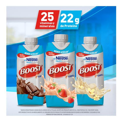 Boost Menos Azúcar Suplemento Alimenticio Mix de Sabores 12 pzas 330ml c/u