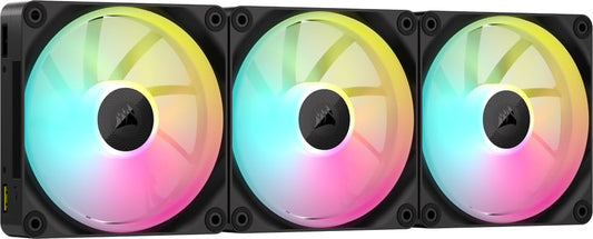 CORSAIR iCUE Link LX120 RGB 120 mm PWM Ventiladores – Paquete Triple – Bucles de luz dual – Incluye iCUE Link System Hub – Tecnología CORSAIR AirGuide – Negro