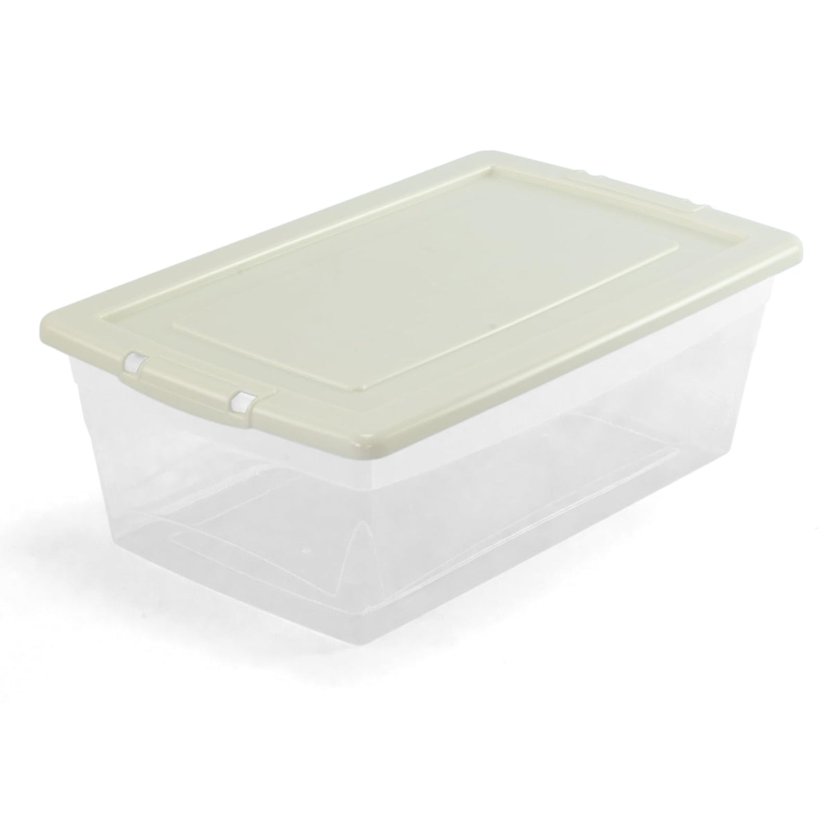 Guateplast Contenedores de Almacenamiento de Plástico 6Qt | Juego de 6 contenedores, 6 litros, color marfil, con tapa, apilables