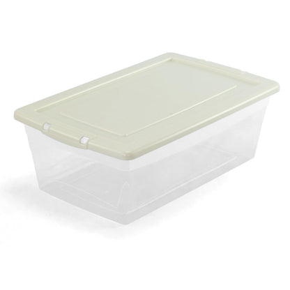 Guateplast Contenedores de Almacenamiento de Plástico 6Qt | Juego de 6 contenedores, 6 litros, color marfil, con tapa, apilables