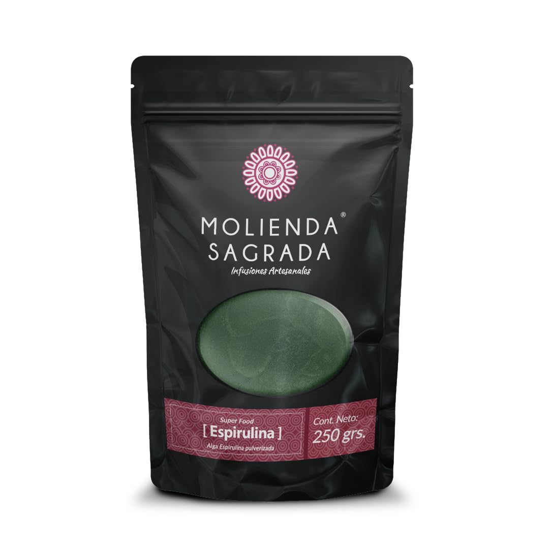 Molienda Sagrada Espirulina Polvo/Alga Espirulina Pulverizada Mexicana, Calidad Premium, Super Alimento, 100% Natural, Espirulina, 250 gramos