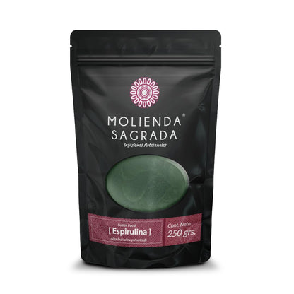 Molienda Sagrada Espirulina Polvo/Alga Espirulina Pulverizada Mexicana, Calidad Premium, Super Alimento, 100% Natural, Espirulina, 250 gramos