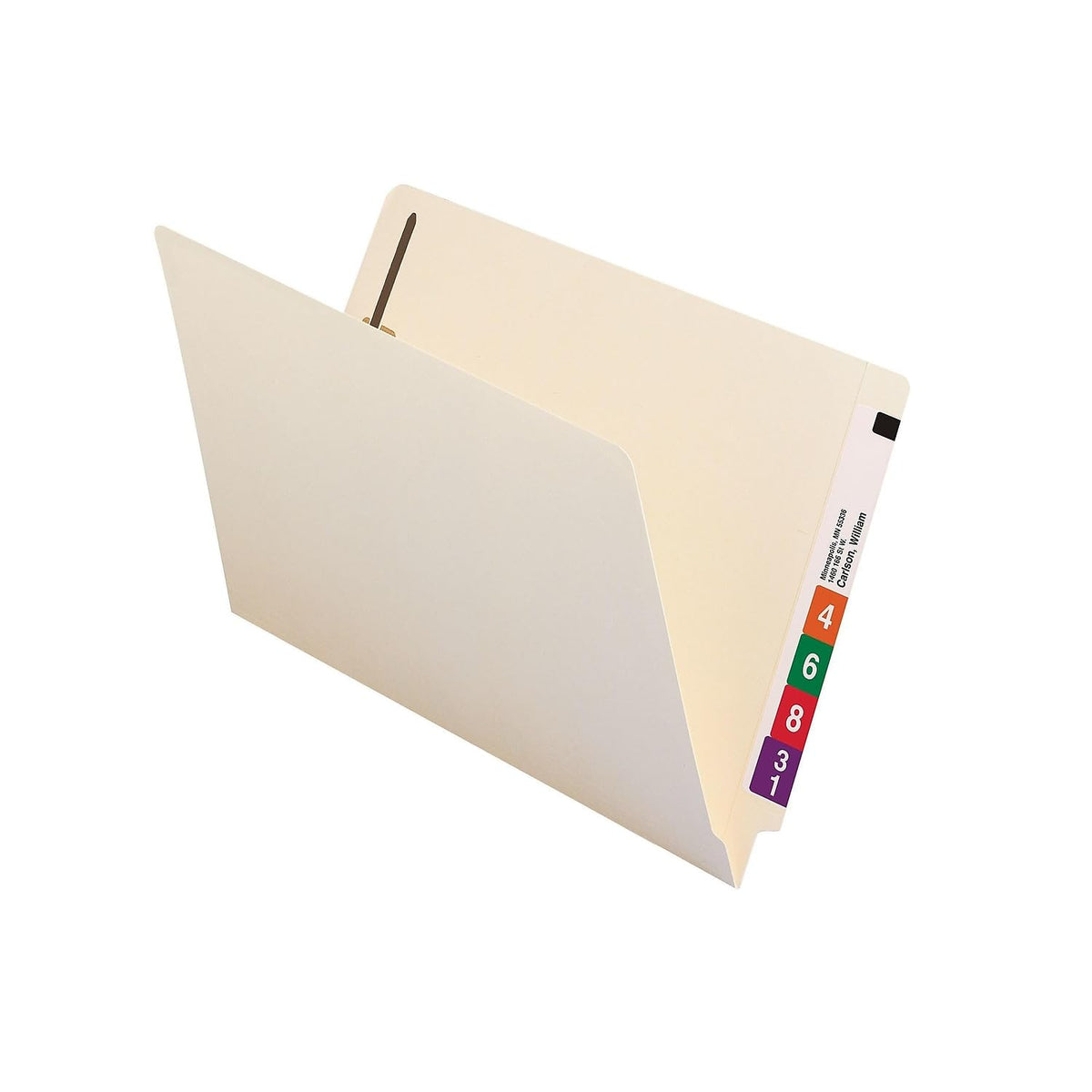 Smead Carpeta de archivos con cierre de pestaña final, Shelf-Master®, pestaña de corte recto reforzada, 1 sujetador, tamaño legal, Manila, 50 por caja (37110)
