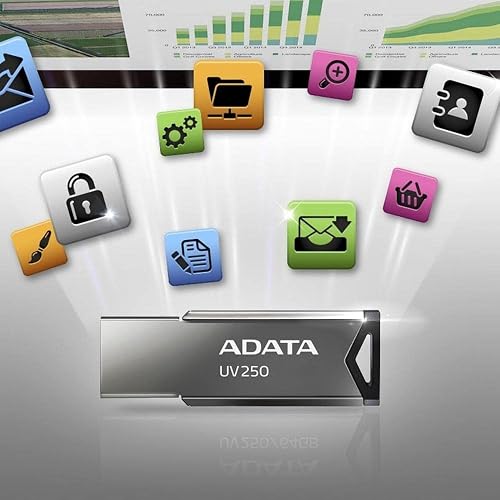 ADATA 32 GB Memoria Flash USB 2.0 Color Plata con Negro (Modelo UV250)