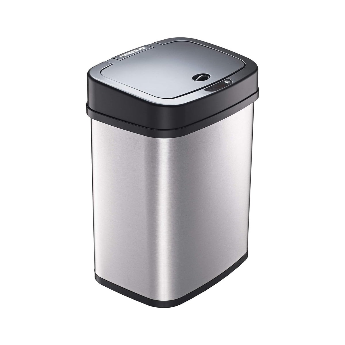 Ninestars DZT-12 – 5 Dormitorio o baño automático sin contacto con sensor de movimiento por infrarrojos, 11.4 l, base de acero inoxidable (rectángulo, tapa negra)