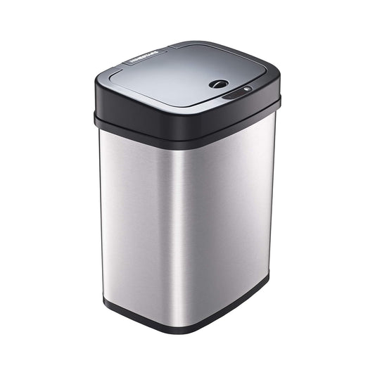Ninestars DZT-12 – 5 Dormitorio o baño automático sin contacto con sensor de movimiento por infrarrojos, 11.4 l, base de acero inoxidable (rectángulo, tapa negra)