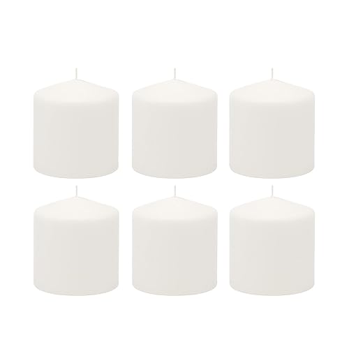 Stonebriar - Velas altas blancas sin perfume, pilares de vela de 18 horas, perfectas para decoración, bodas, emergencias, 3 x 3 pulgadas, 6 unidades