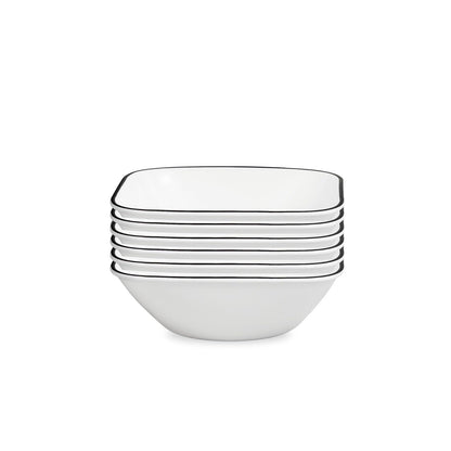 Corelle Simple Lines Vajilla Cuadrada Blanca - Blanco - Large - Líneas simples