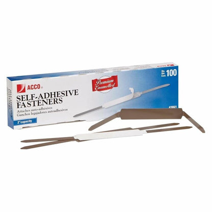 ACCO - Sujetadores autoadhesivos, capacidad de 2 pulgadas, premium, 100 sujetadores/caja (70021)