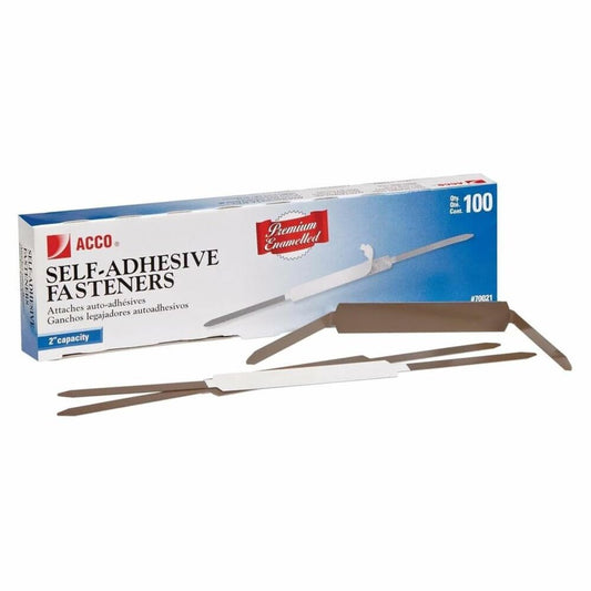 ACCO - Sujetadores autoadhesivos, capacidad de 2 pulgadas, premium, 100 sujetadores/caja (70021)