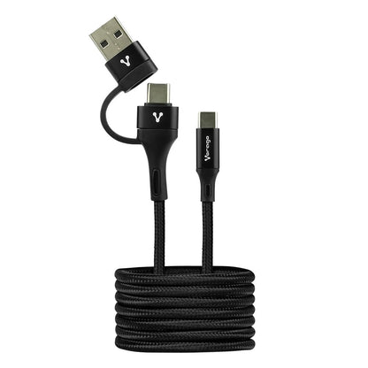 Vorago CAB-126 Cable Tipo C a Tipo C con Adaptador a USB A