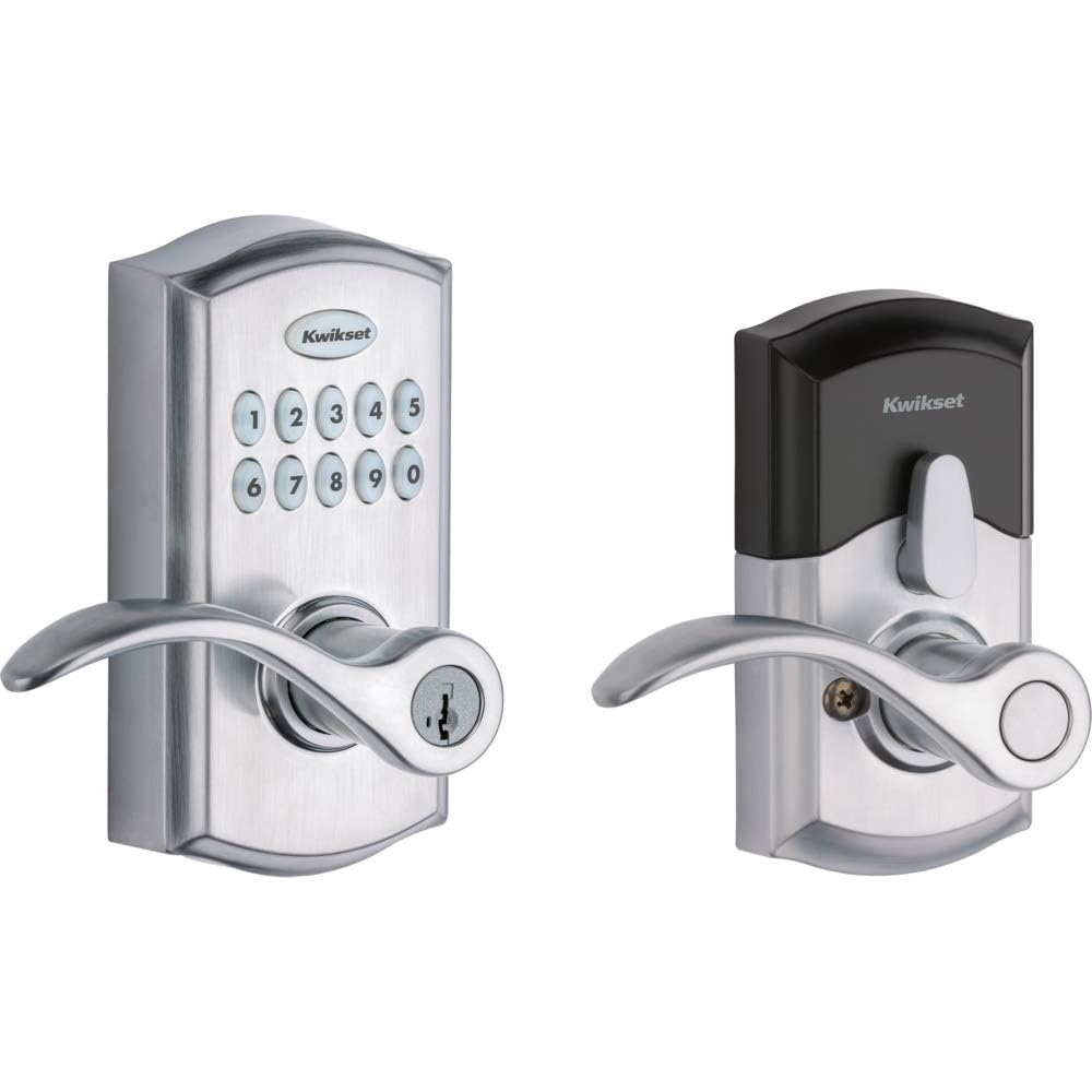 Kwikset SmartCode 955 Cerradura Electrónica con Teclado para Puerta - Palanca Pembroke - Cromo satinado