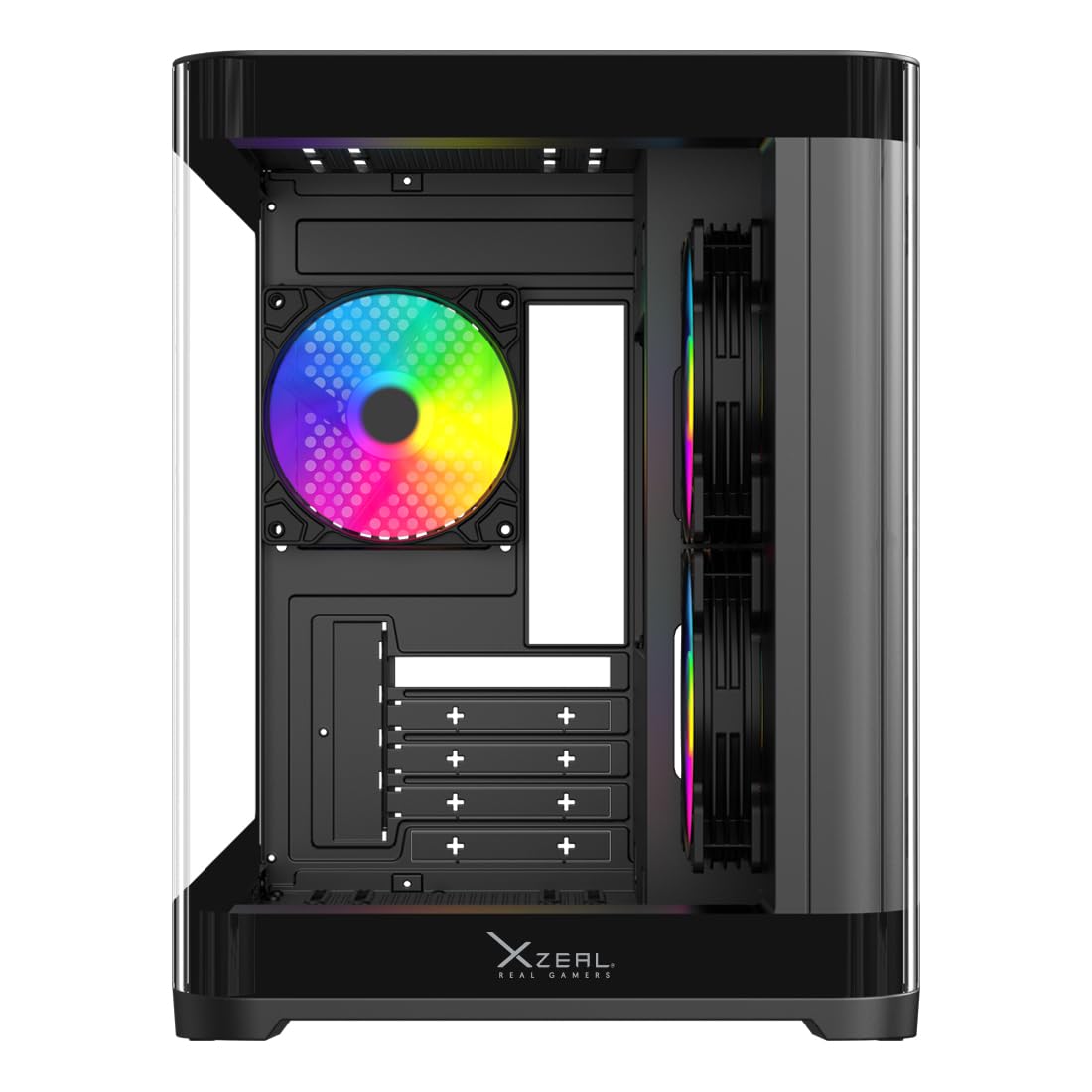 Gabinete Curvo Xzeal M-ATX/ITX 2X USB 2.0 + 1x USB 3.0 + 3.5 mm + 3 Ventiladores RGB Negro