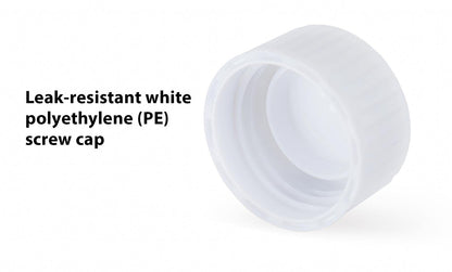 Globe Scientific 6102S - Tubos de transporte con parte inferior cónica de polipropileno moldeado con tapa de rosca de polietileno blanco, estéril, capacidad de 10 ml (caja de 500)