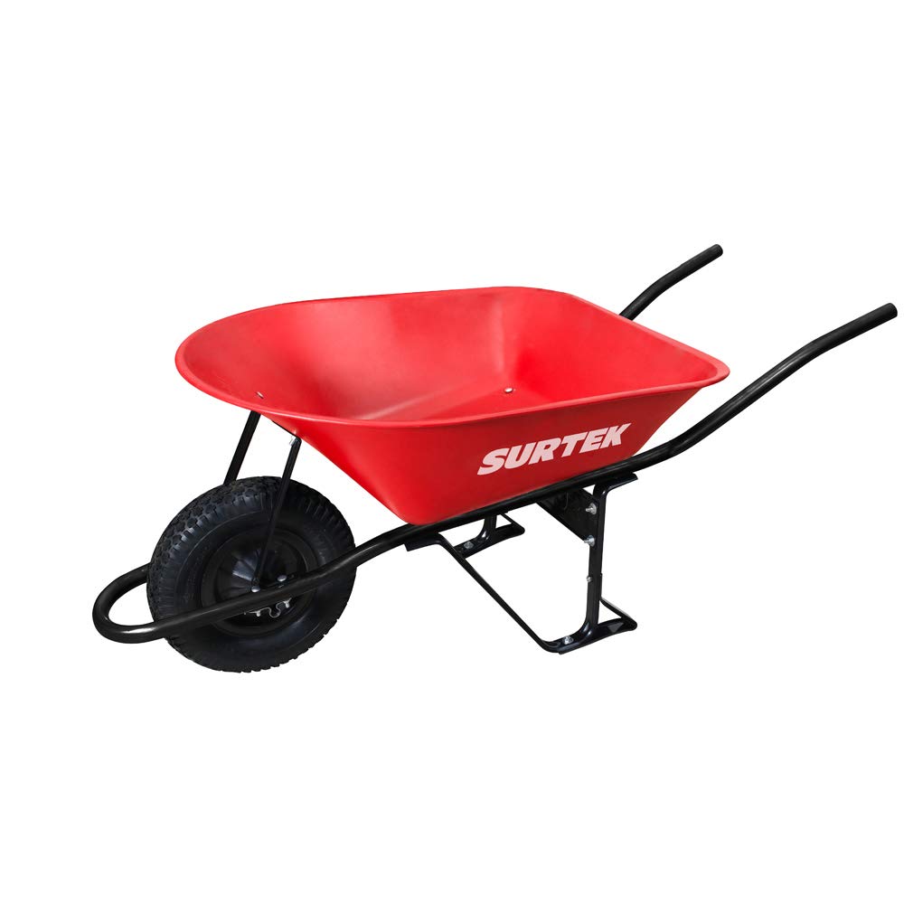 Surtek CAT602 Carretilla reforzada con bastidor metálico 6 Ft3 llanta neumática de 2 capas