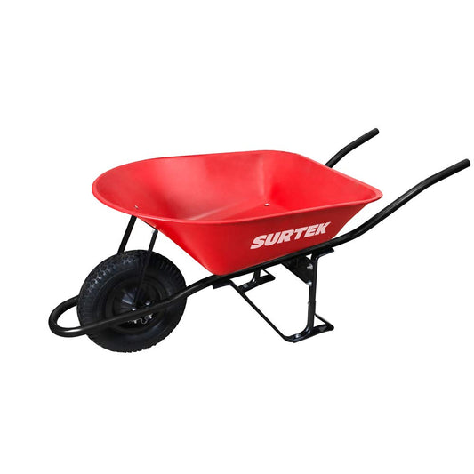Surtek CAT60X Carretilla reforzada con bastidor metálico 6 Ft3 llanta imponchable de poliuretano
