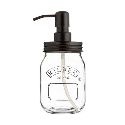 KILNER | Dispensador de jabón y loción | Transparente | 500 ml | Dosificador Reutilizable de Vidrio