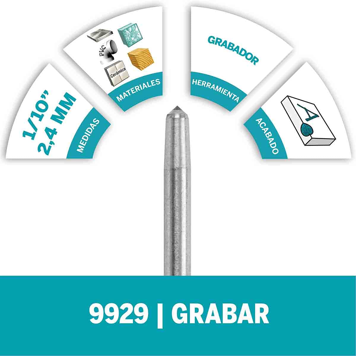 Dremel 9929 Punta Diamantada para Uso Continuo con Grabador