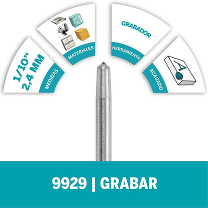 Dremel 9929 Punta Diamantada para Uso Continuo con Grabador