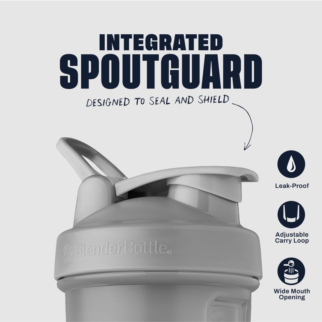BlenderBottle Classic V2 - Botella coctelera perfecta para batidos de proteínas y pre entrenamiento, 32 onzas, gris guijarro