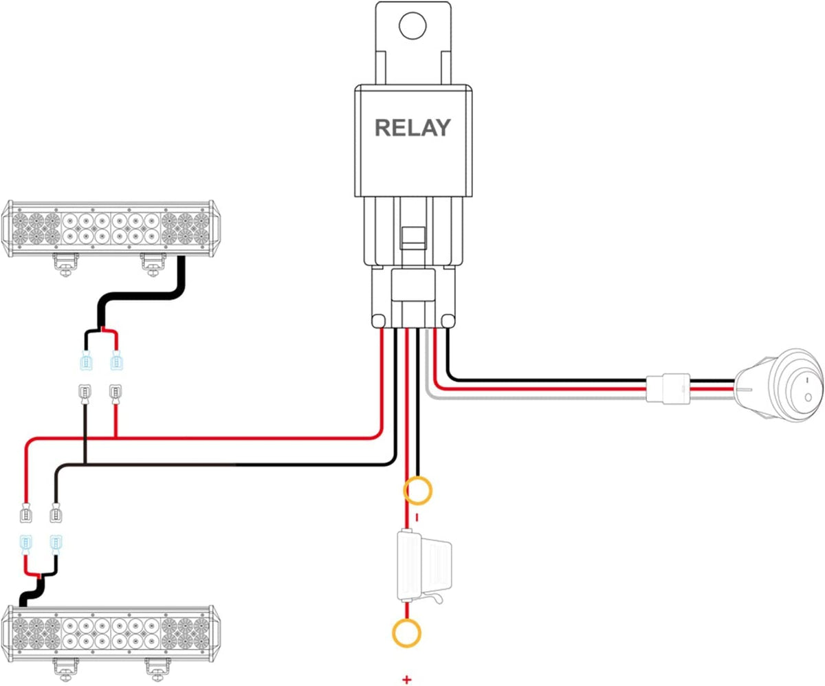 Nilight Kit Arnés de Cableado Barra de Luz LED 16 AWG 12V con Interruptor, Fusible y Relé
