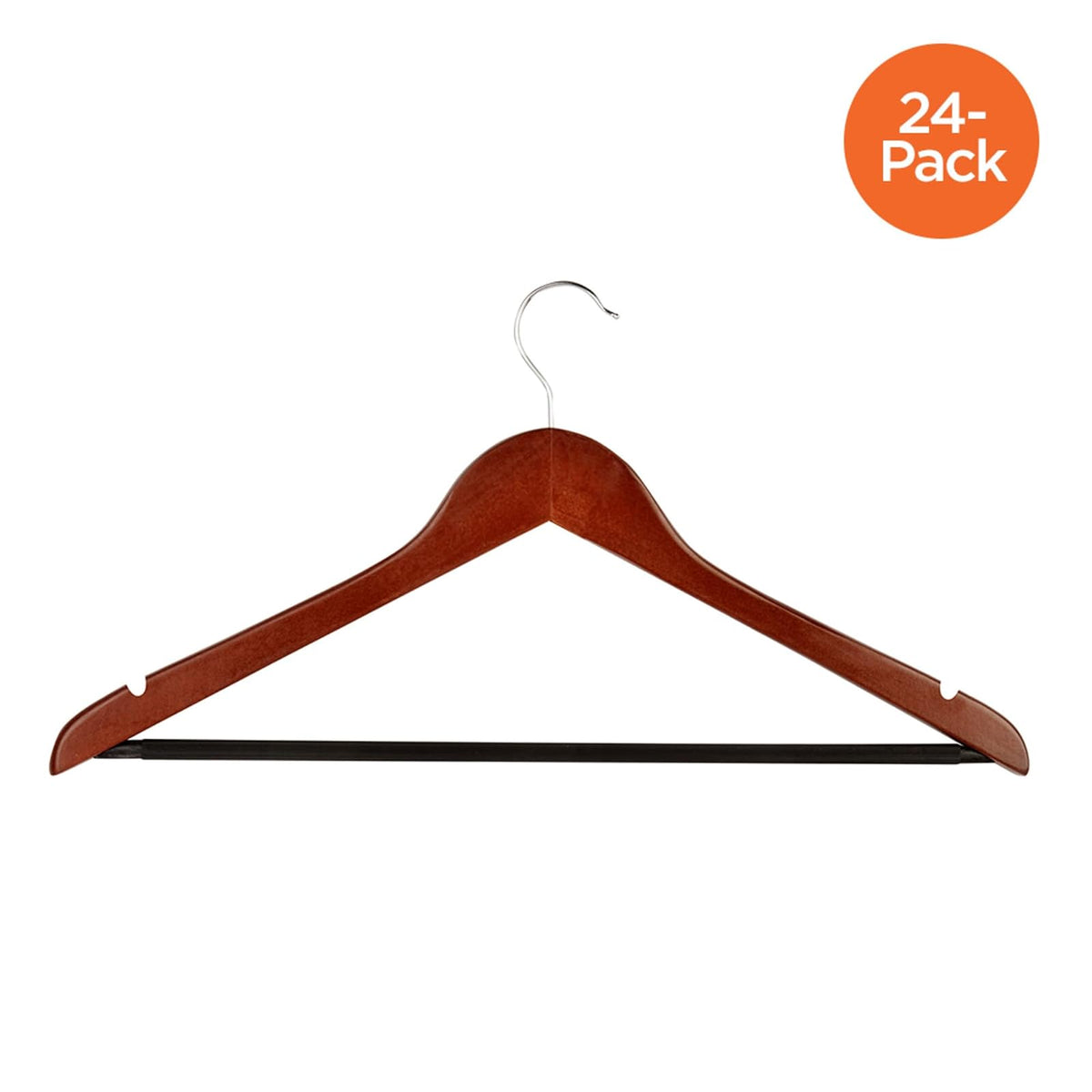 Honey-Can-Do HNG-01335 Wood Hangers with Non-slip Grooved Bar, 24-Pack, Cherry
