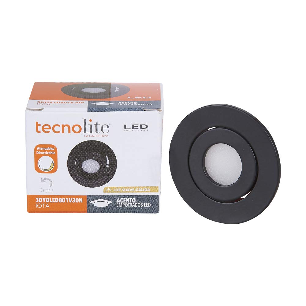 Tecnolite Lámpara Downlight LED Empotrable Dirigible 3 W - Negro