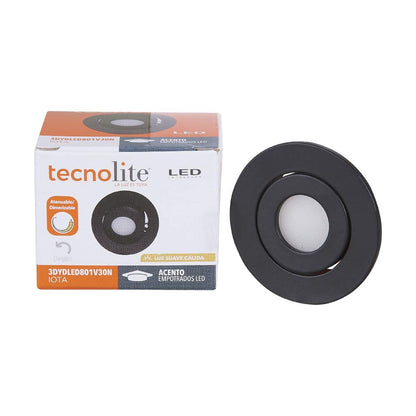 Tecnolite Lámpara Downlight LED Empotrable Dirigible 3 W - Negro