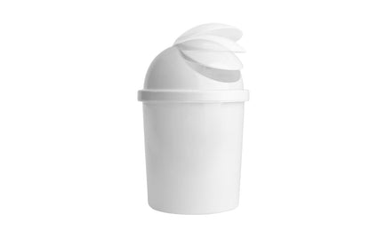 JOY Bote de Basura Redondo de Plástico con Tapa de Balancín, Paquete de 2, Capacidad 5 Litros, Cubeta de Basura para Baño, Oficina, Garaje, (21x31.5 cm) Color Blanco