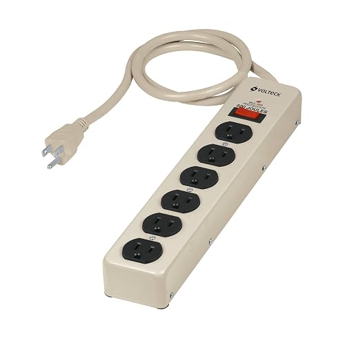 Volteck MUL-660, Multicontacto uso rudo, 6 entradas, supresor, 600 joules