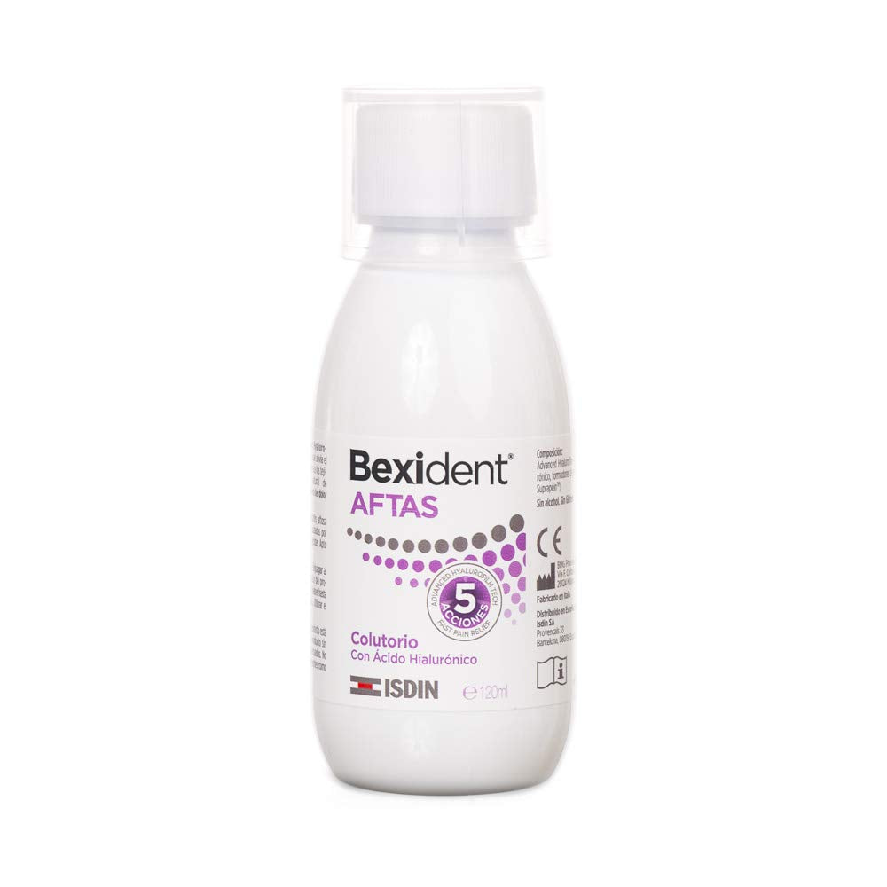 Isdin Isdin Bexident Aftas Colutorio Con Ácido Hialurónico, Alivio Rápido Y Duradero, 120 Ml, color, 120 ml, pack of/paquete de