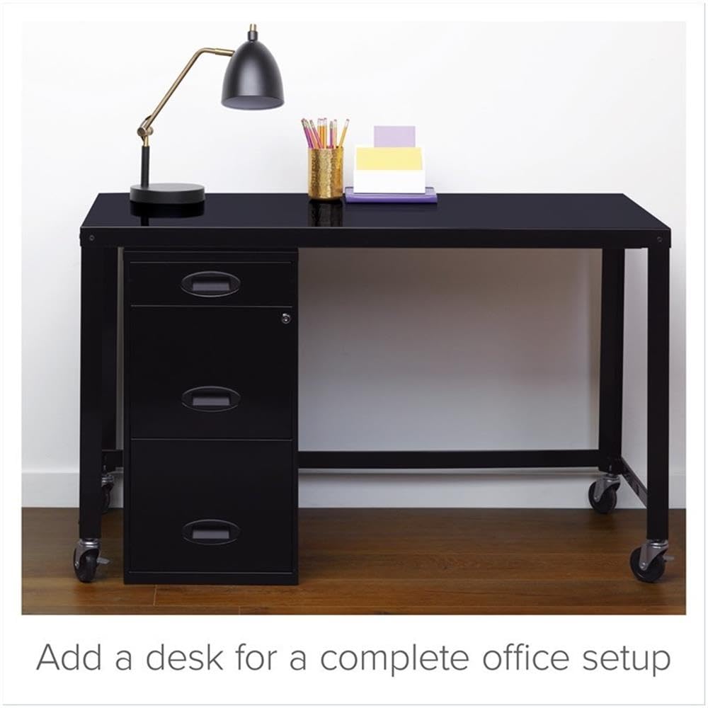 Office Dimensions - Archivador Organizador de Metal con 3 cajones (45,7 cm de Profundidad), Color Negro