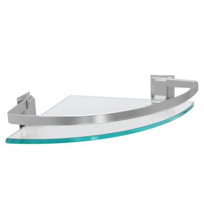 Art&Home Repisa Esquinera de Vidrio Templado 8 mm con Soportes de Aluminio, Ideal para Baño, Cocina o estética; fácil de Instalar y Limpiar