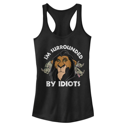 Disney Lion King Surly Scar - Playera sin Mangas de Espalda Cruzada con Dobladillo Redondo Camiseta para Mujer