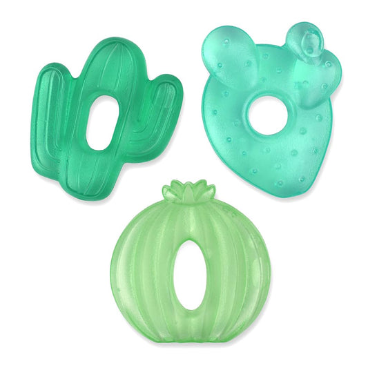 Itzy Ritzy Mordedores Llenos de Agua Juego de 3 Cactus Verdes | Mordedores de agua enfriadores, textura en ambos lados, masajear encías doloridas, se pueden enfriar en refrigerador