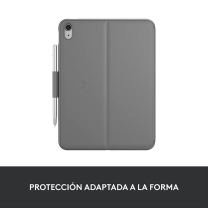 Logitech Slim Folio Funda con Teclado para iPad (10.° generación) con Teclado inalámbrico Bluetooth Integrado - Gris Oxford