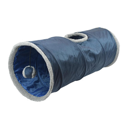 Fancy Pets Túnel Plegable para Gato Azul, Juguete Interactivo y Espacio de Exploración 65x25 cm